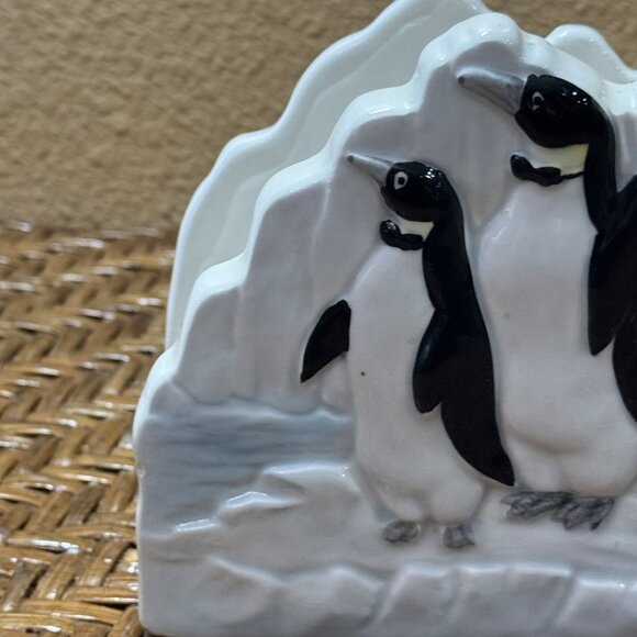 Vintage Otagiri Penguin Themed Ceramic Napkin Holder - Picture 4 of 8